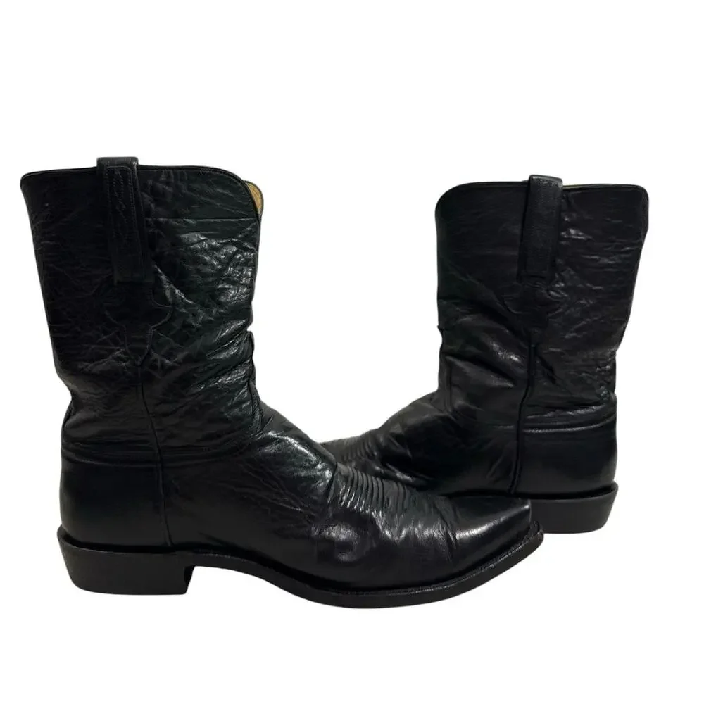 Lucchese Classics Handmade Black Leather Cowboy Boots USA Men’s 11 Est